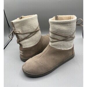 Toms Nepal Boots Taupe Suede Metallic Wool Youth 5